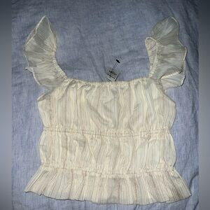 Express Cream Ruffle Sleeve Blouse